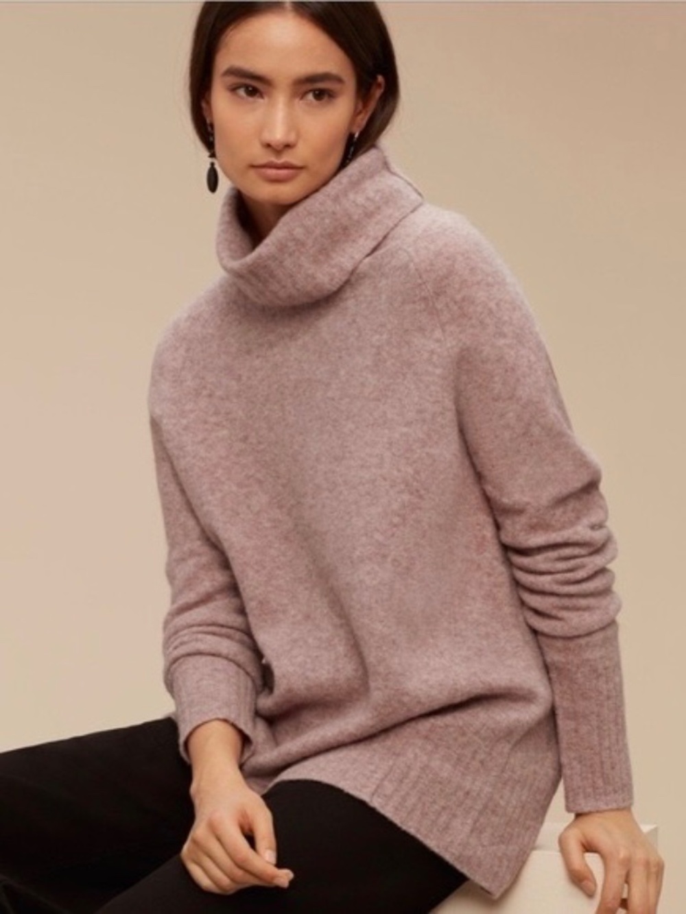 Babaton Plutarch Sweater Wool-blend Oversized Turtleneck Dusty Pink Size XS
